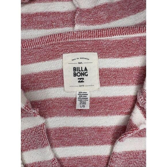 Billabong Say Now red and white striped terry hoodie - L - Picture 4 of 8